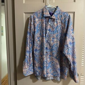 Tallia Men's Dress Shirt Size XL Multicolor Long Sleeve Button Down Collared